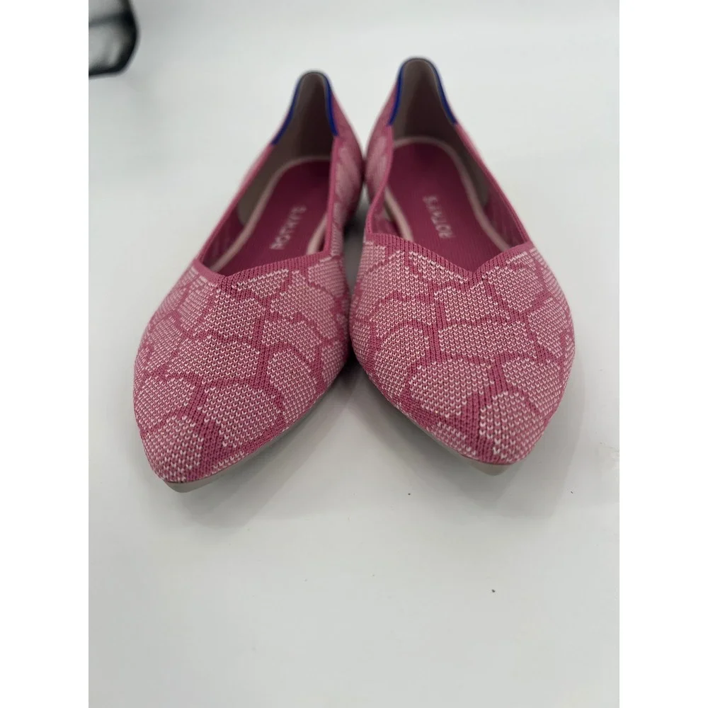 Rothys The Point Pink Giraffe Print Knit Flats Shoes 002-218 Womens 9.5